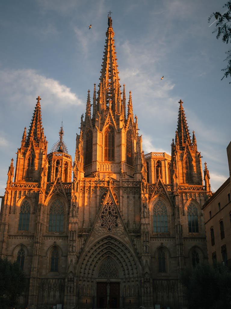 Catedral del Barcelona al atardecer